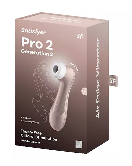 Satisfyer Pro 2 Generation 2 air pulse vibrator packaging on a white background